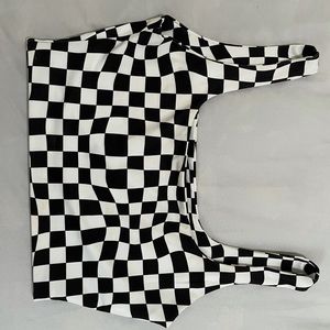 Checked Print Crop Tank Top